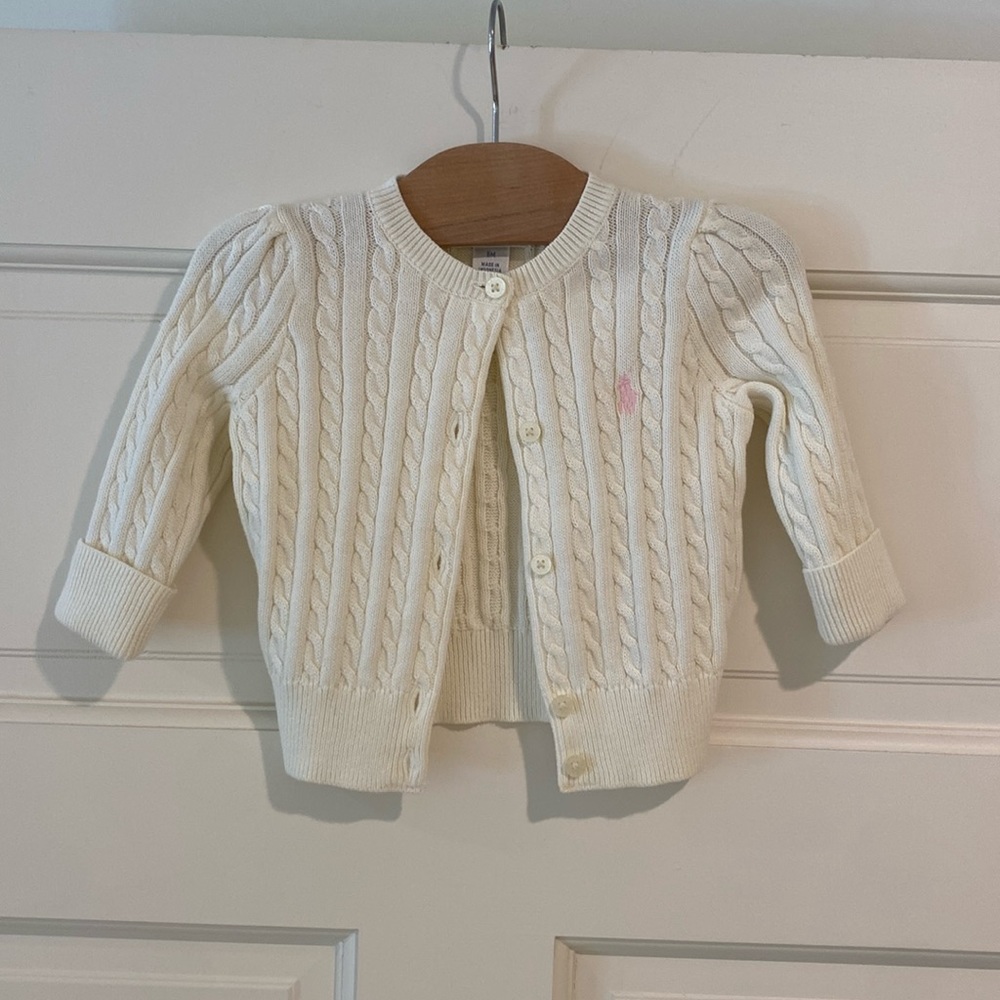 Ralph Lauren 6 month cream cable cotton cardigan